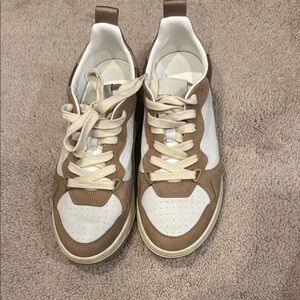 Steve Madden White and Tan Sneakers